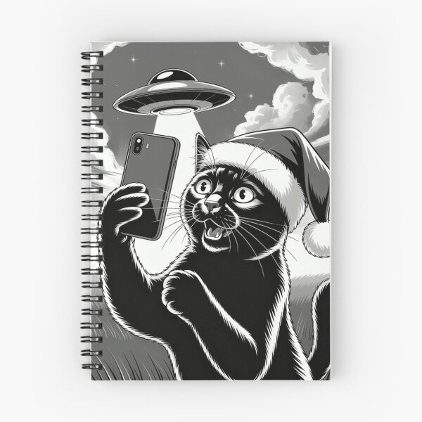 Item preview, Selfie Cat Christmas T-Shirt | Monochromatic Black Cat Santa Hat Photo Tee | Funny Pet Lover Holiday Gift | Aesthetic Black & White Xmas Shirt designed and sold by ZyxDes.