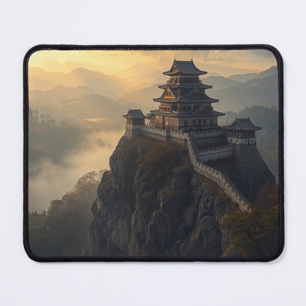 Item preview, Mountaintop Japanese Fortress at Sunrise Epic Cliffside Castle Landscape designed and sold by Element Horizon Studio.