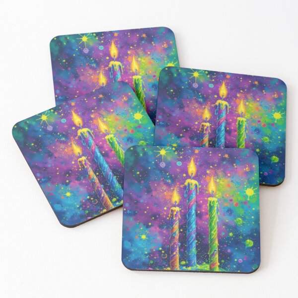 Item preview, Colorful candles against a galaxy background designed and sold by Mianku | Für das Leben.