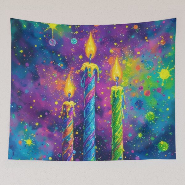 Item preview, Colorful candles against a galaxy background designed and sold by Mianku | Für das Leben.
