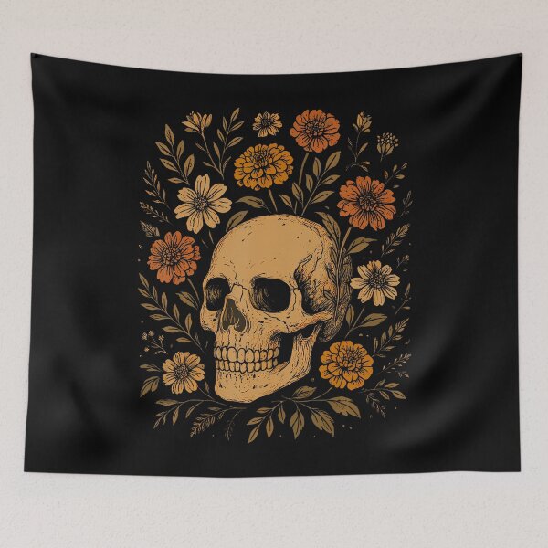 Item preview, Fairycore Flowers Skull Whimsical Art Style Florals Vintage designed and sold by TommieJune.