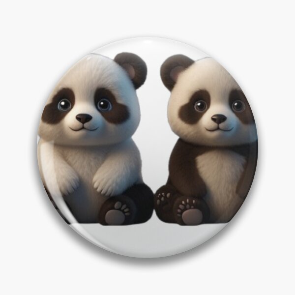 Aperçu de l'œuvre Couple de pandas jumeaux Kawaii – Adorables ours chibi 3D créée et vendue par MiniPrintMagic.