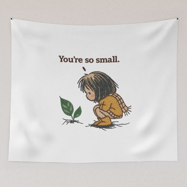 Item preview, You’re So Small – Hand-Embroidered Growth & Innocence Sticker Art designed and sold by Gurjeetpixelart.