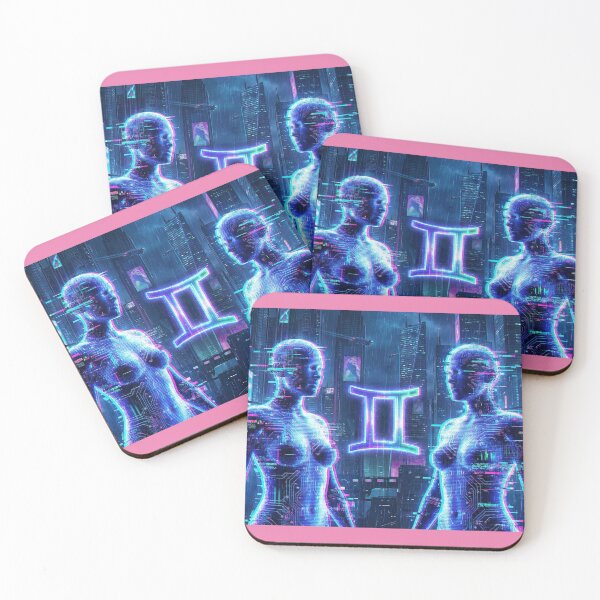 Item preview, Cyberpunk Neon Gemini Twins - Digital Astrology Art designed and sold by goodcrystals.