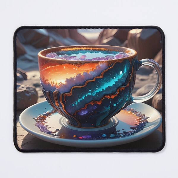 Item preview, Cosmic teacup in a rocky landscape designed and sold by Mianku | Für das Leben.