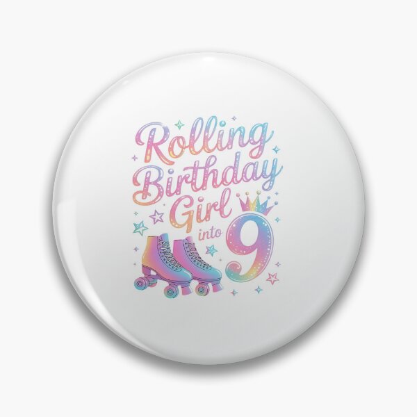 Item preview, Kids Rolling Into 9 Roller Skating 9th Birthday Girl Party designed and sold by repconomArt.