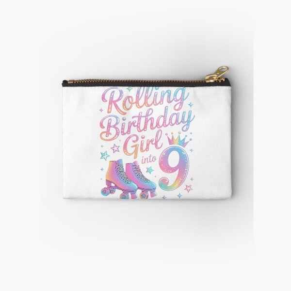 Item preview, Kids Rolling Into 9 Roller Skating 9th Birthday Girl Party designed and sold by repconomArt.
