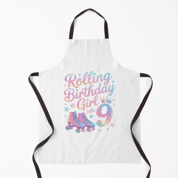 Item preview, Kids Rolling Into 9 Roller Skating 9th Birthday Girl Party designed and sold by repconomArt.