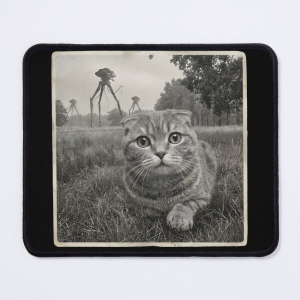 Item preview, SPOOKED CUTE CAT HIDING FROM BROACHING ALIENS alien invasion science fiction sci fi cat lover kitten parent cat owner designed and sold by Jt41.