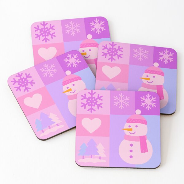 Item preview, Cute Pink Purple Winter Snowman & Snowflake Love Block Pattern - Seamless Repeat designed and sold by UniqueDesign751.