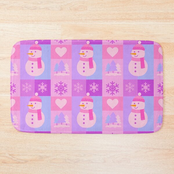 Item preview, Cute Pink Purple Winter Snowman & Snowflake Love Block Pattern - Seamless Repeat designed and sold by UniqueDesign751.