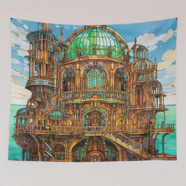 Item preview, Steampunk architecture on the water building designed and sold by Mianku | Für das Leben.