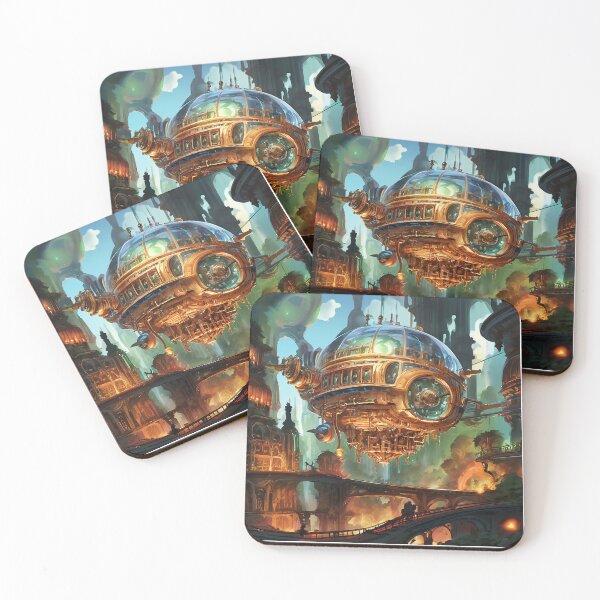 Item preview, Steampunk airship over architectural cityscape designed and sold by Mianku | Für das Leben.