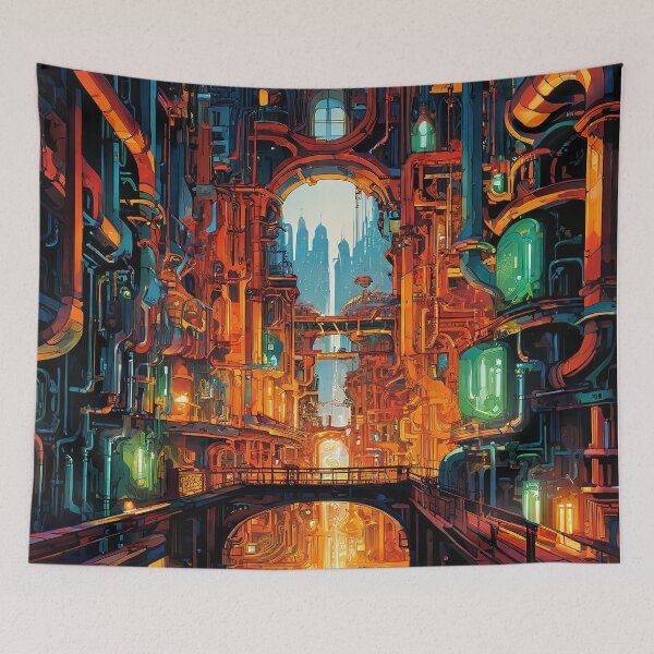 Item preview, Industrial steampunk cityscape with a futuristic touch. designed and sold by Mianku | Für das Leben.
