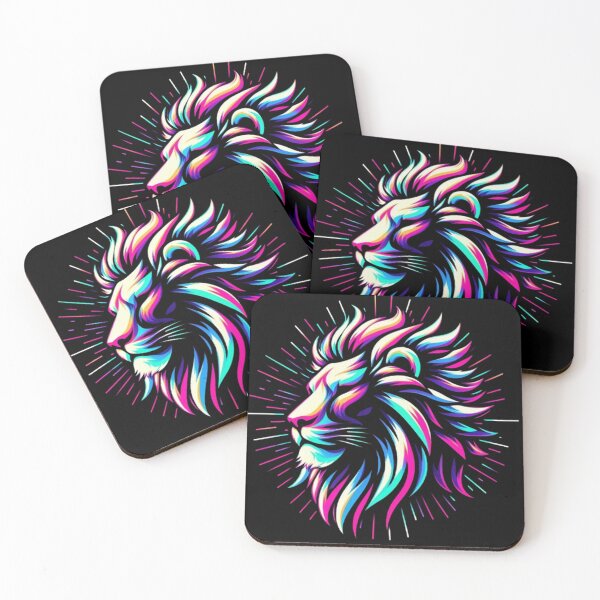 Item preview, Neon Lion Profile – Vibrant Synthwave Lion Art designed and sold by Dogandesighn.