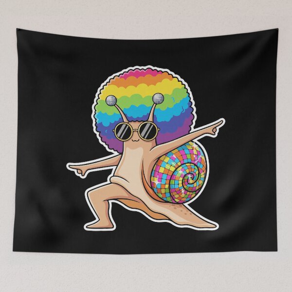 Item preview, Disco Snail - cute afro rainbow dancing - silver mirror rainbow ball disco snail  designed and sold by Prtina.