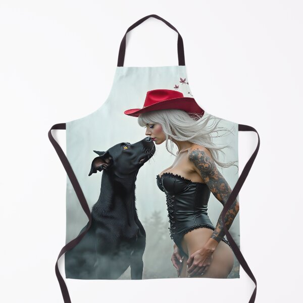 Item preview, Sexy Girl with White Hair in a Corset Kissing Her Dog designed and sold by Huskyyy Designs.