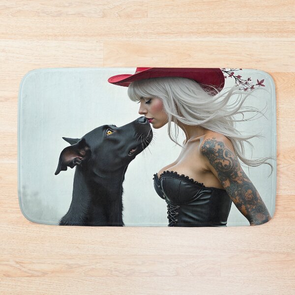 Item preview, Sexy Girl with White Hair in a Corset Kissing Her Dog designed and sold by Huskyyy Designs.