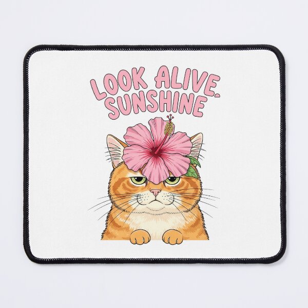 Item preview, Look Alive, Sunshine – Bored Cat with Flower Illustration designed and sold by nuel-art.