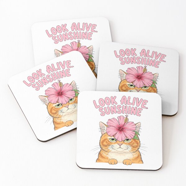 Item preview, Look Alive, Sunshine – Bored Cat with Flower Illustration designed and sold by nuel-art.