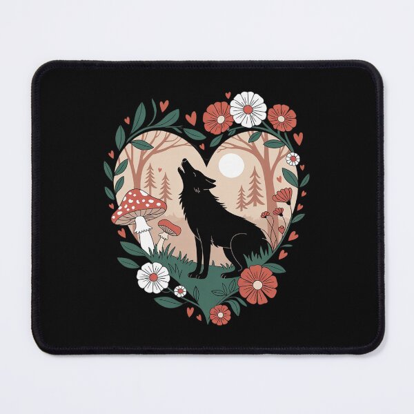 Item preview, Wolf Floral Cottagecore Aesthetic Heart Wolves Flowers  designed and sold by RoyTill0Art.