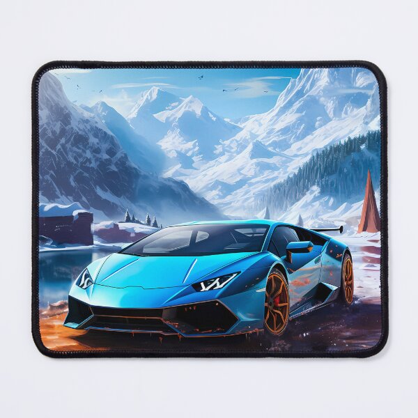 Item preview, Exotic sports car bringing color to snowy mountain valley designed and sold by RevUpDesign.
