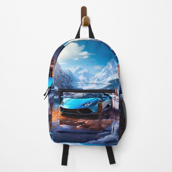 Item preview, Exotic sports car bringing color to snowy mountain valley designed and sold by RevUpDesign.
