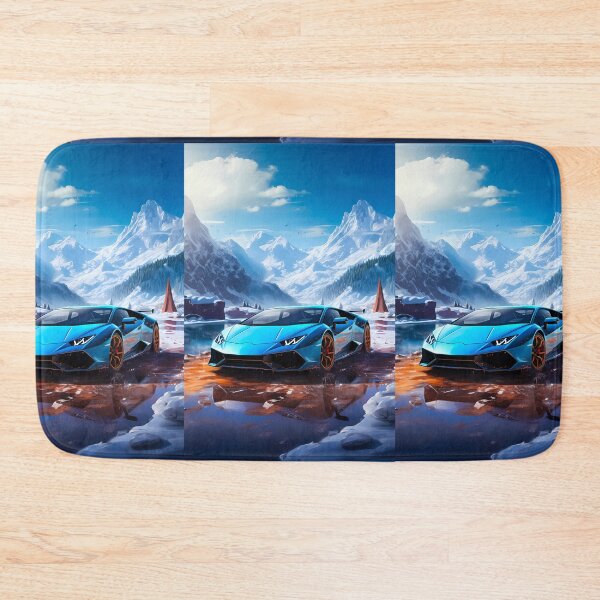 Item preview, Exotic sports car bringing color to snowy mountain valley designed and sold by RevUpDesign.