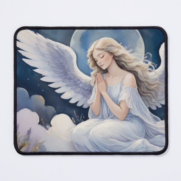 Item preview, Moonlit Guardian Angel – Calm Spiritual Painting designed and sold by Heavenly Resonance.