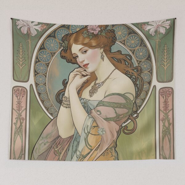 Item preview, Elegant woman Painting in style of Alphonse Mucha designed and sold by Tamas Das.