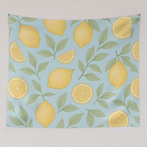 Item preview, YELLOW LEMON WALLPAPER PATTERN designed and sold by infinitearte.