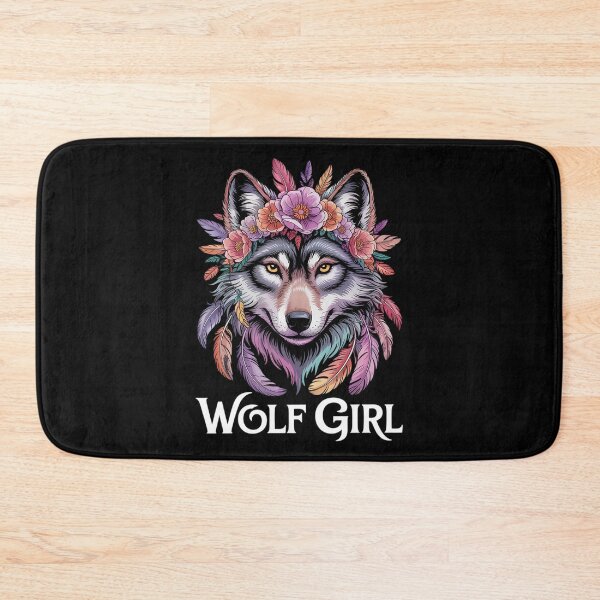 Item preview, Wolf Girl Who Loves Wolves Women Kids Feathers Floral Wolf  designed and sold by RoyTill0Art.