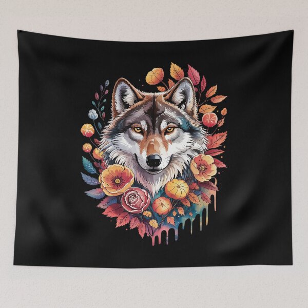 Item preview, Wolf Cute Cottagecore Aesthetic Floral Wolf  designed and sold by RoyTill0Art.