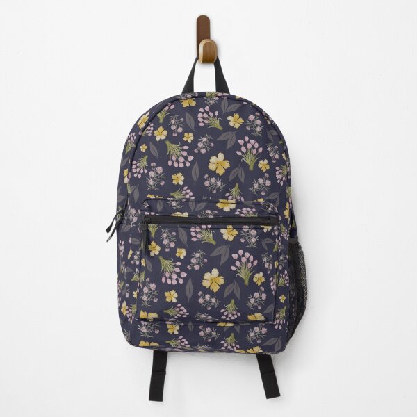 Item preview, Whimiscal Cottagecore Watercolor Floral Pattern on a dark blue background designed and sold by Designs by christel_treiber.