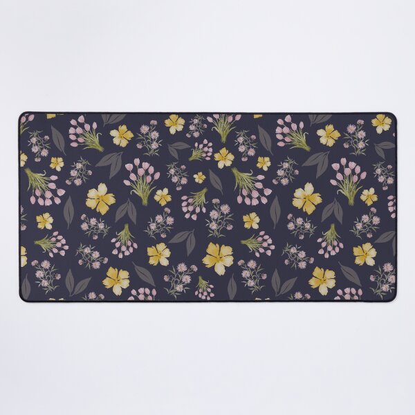 Item preview, Whimiscal Cottagecore Watercolor Floral Pattern on a dark blue background designed and sold by Designs by christel_treiber.