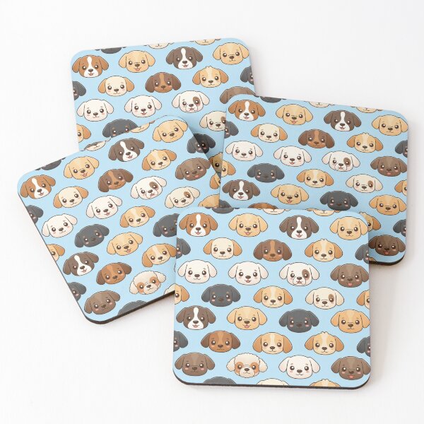 Item preview, Cute Puppy Faces Seamless Pattern on Blue Background designed and sold by civotajim.