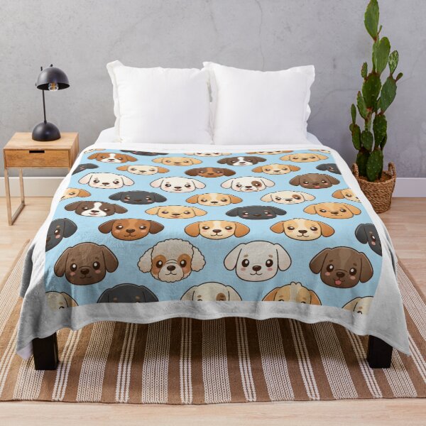 Item preview, Cute Puppy Faces Seamless Pattern on Blue Background designed and sold by civotajim.