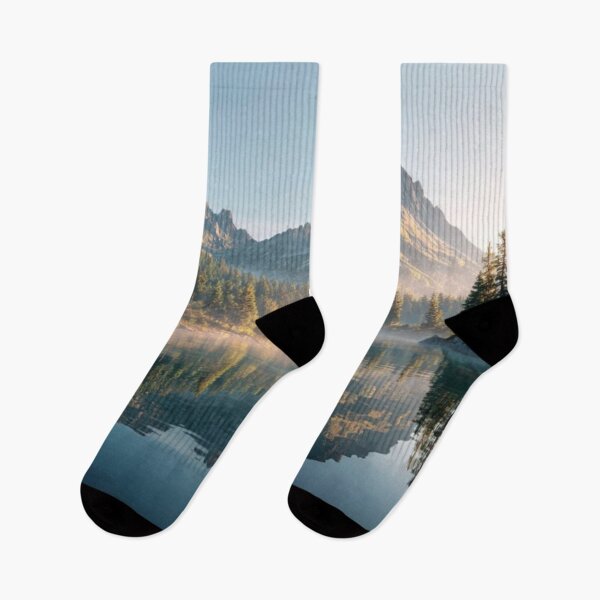 Item preview, Serene Mountain Lake Landscape with Reflected Peaks and Lush Forest Trees designed and sold by LeoArt007.