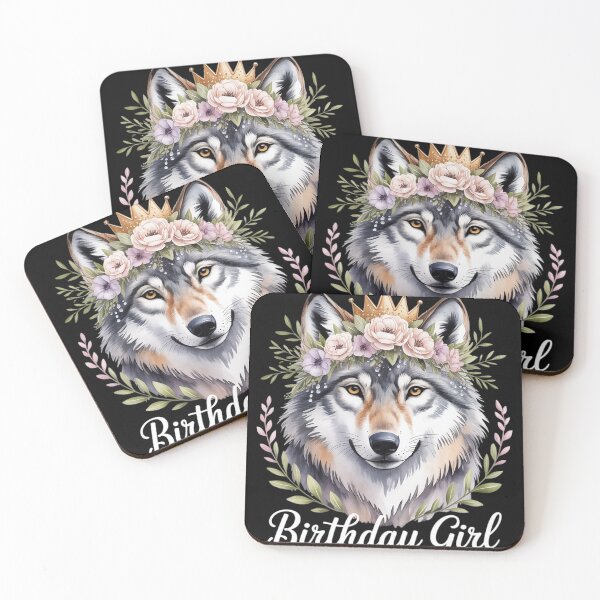Item preview, Wolf with Flowers for the Birthday Girl  designed and sold by RoyTill0Art.
