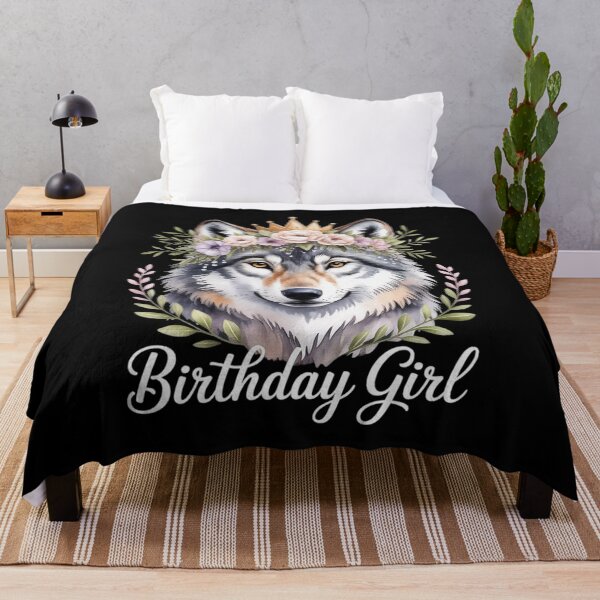 Item preview, Wolf with Flowers for the Birthday Girl  designed and sold by RoyTill0Art.
