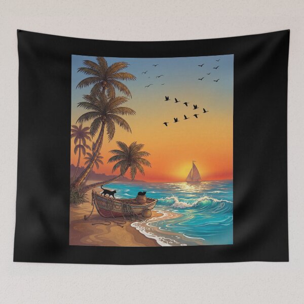 Item preview, Sunset Beach Tropical Palm Tree designed and sold by Fateh-Kro ⭐⭐⭐⭐⭐.
