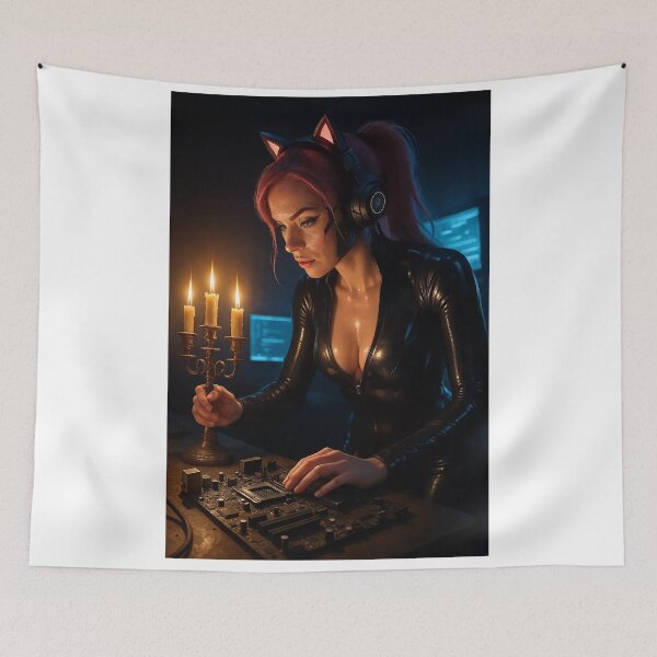 Item preview, Cathryne with candelabra circuit board dark room designed and sold by CathryneDelamort.