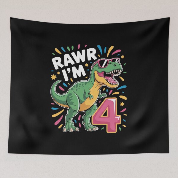 Item preview, 4 Year Old T Rex Dinosaur 4nd Birthday Girl  designed and sold by RsFilsingerArt.