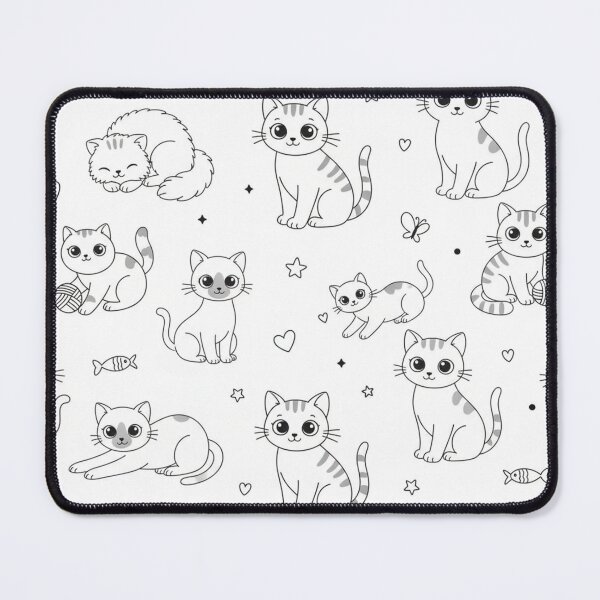 Item preview, Cute Cartoon Cats Seamless Line Art Pattern designed and sold by civotajim.