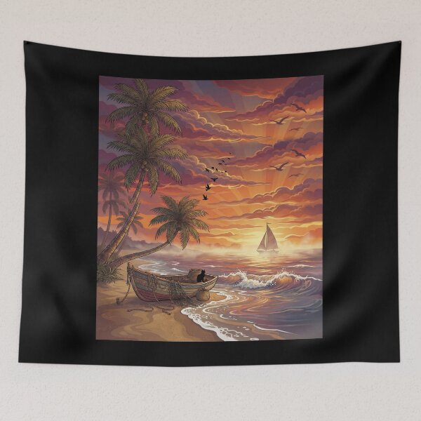 Item preview, Sunset Beach Tropical Palm Tree designed and sold by Fateh-Kro ⭐⭐⭐⭐⭐.