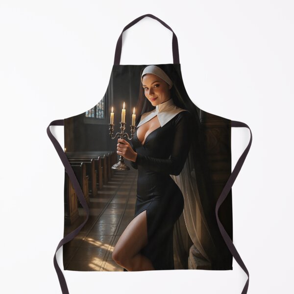 Item preview, Nun holding candelabra in cathedral aisle designed and sold by CathryneDelamort.