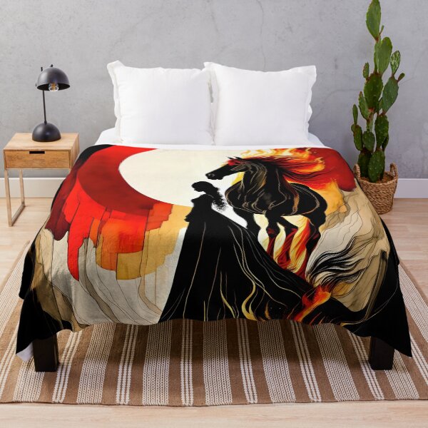Item preview, Fire Horse and Woman - Dark Fantasy Abstract Art designed and sold by SolaoLab.