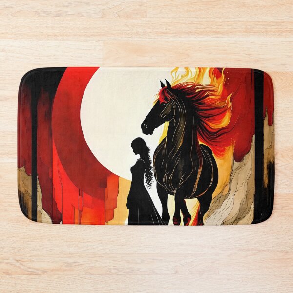 Item preview, Fire Horse and Woman - Dark Fantasy Abstract Art designed and sold by SolaoLab.