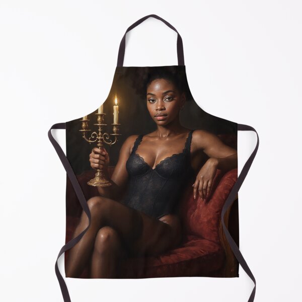 Item preview, Black woman holds candelabra on velvet chair designed and sold by CathryneDelamort.