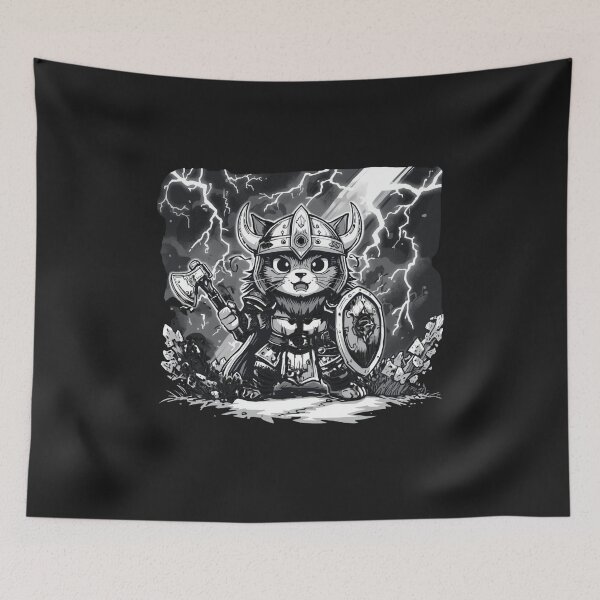 Item preview, Cat Viking Warrior - Epic Norse Thunder Cat with Axe and Shield designed and sold by TitanRN.